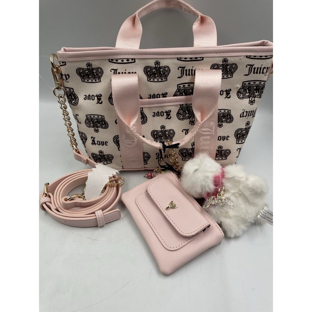 Juicy Couture Juicy Festival Mini Tote Bag Color Soft Pink Cream Chocolate NWT